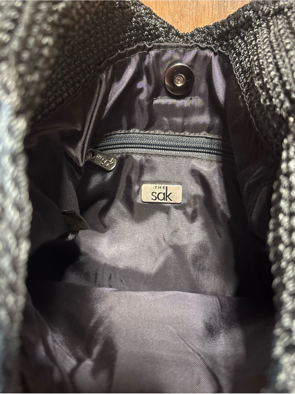 The Sak Black/ Gray Boho Crochet Shoulder Tote - Picture 4 of 4